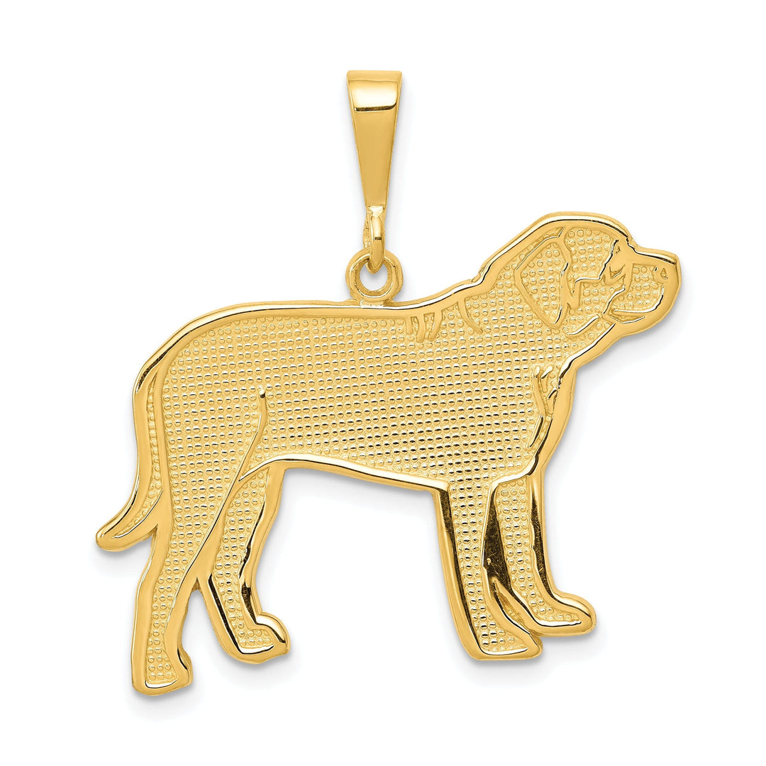 14k Yellow Gold Solid Textured Polished Finish Mastiff Dog Charm Pendant