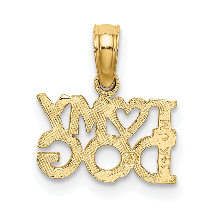 14k Yellow Gold Solid Polished Finish I HEART MY DOGS Charm Pendant