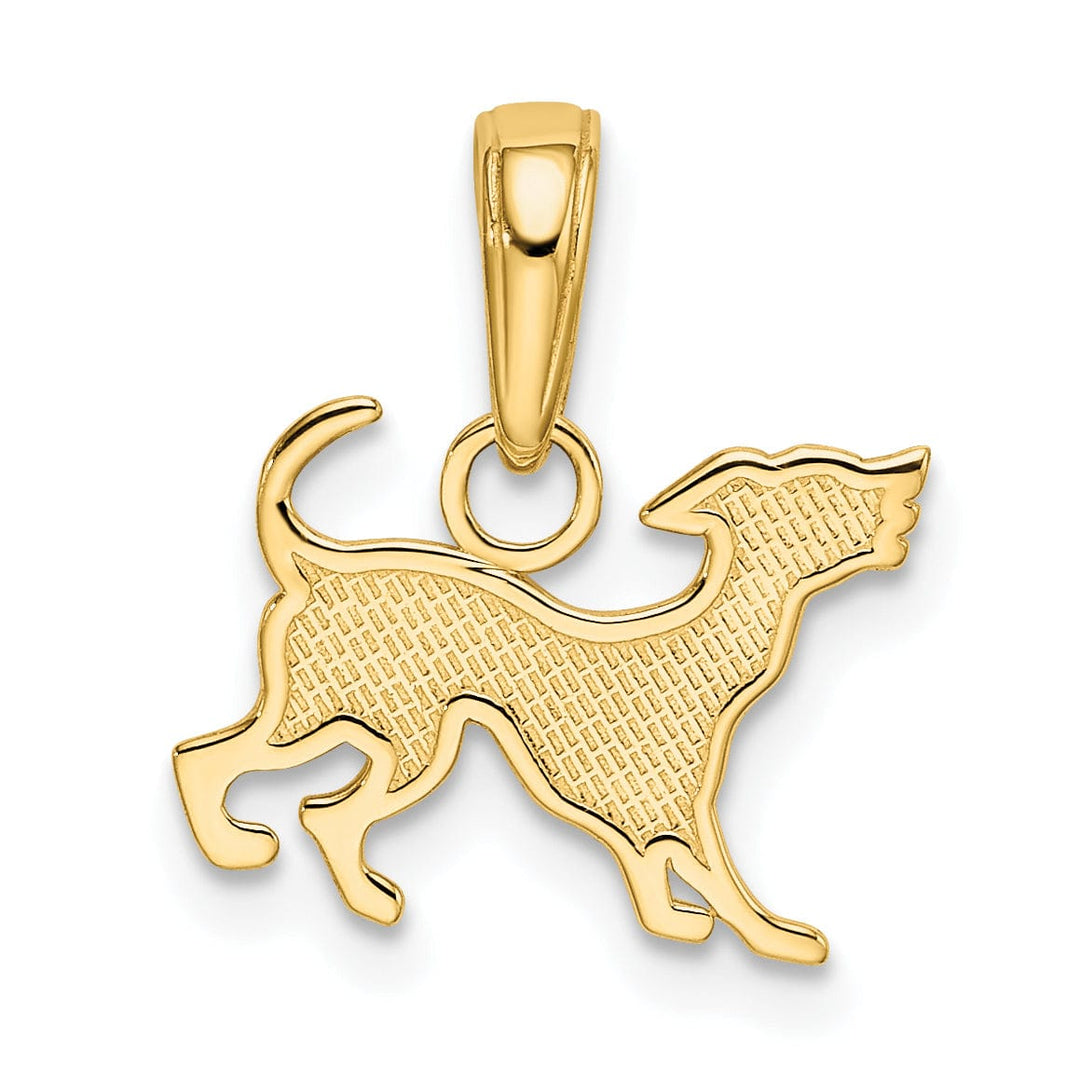 14k Yellow Gold Textured Polished Finish Solid Dog Charm Pendant