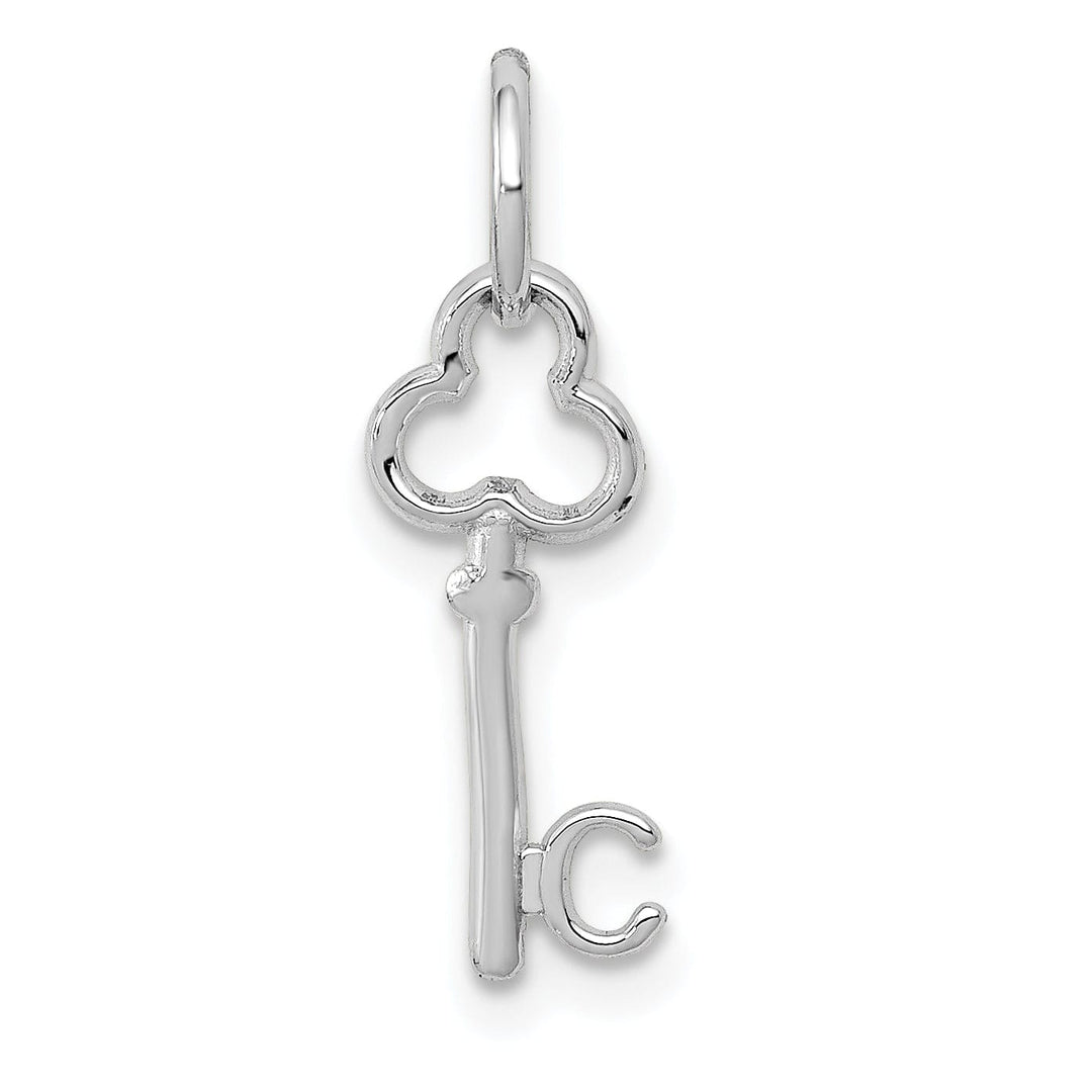 14K White Gold Fancy Key Shape Design Letter C Initial Charm Pendant