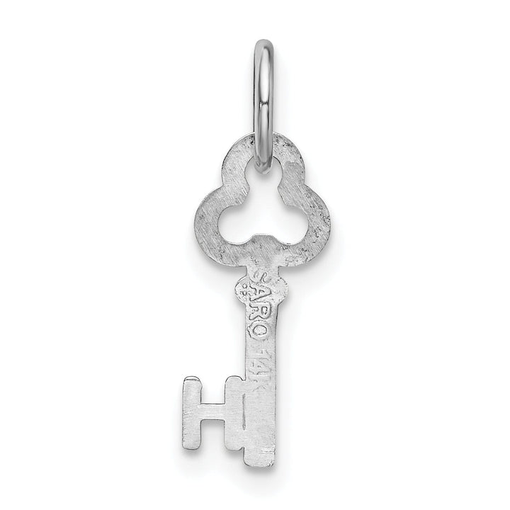 14K White Gold Fancy Key Shape Design Letter H Initial Charm Pendant