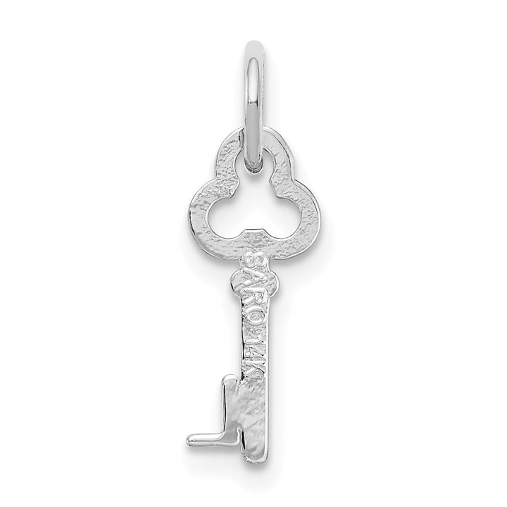 14K White Gold Fancy Key Shape Design Letter L Initial Charm Pendant