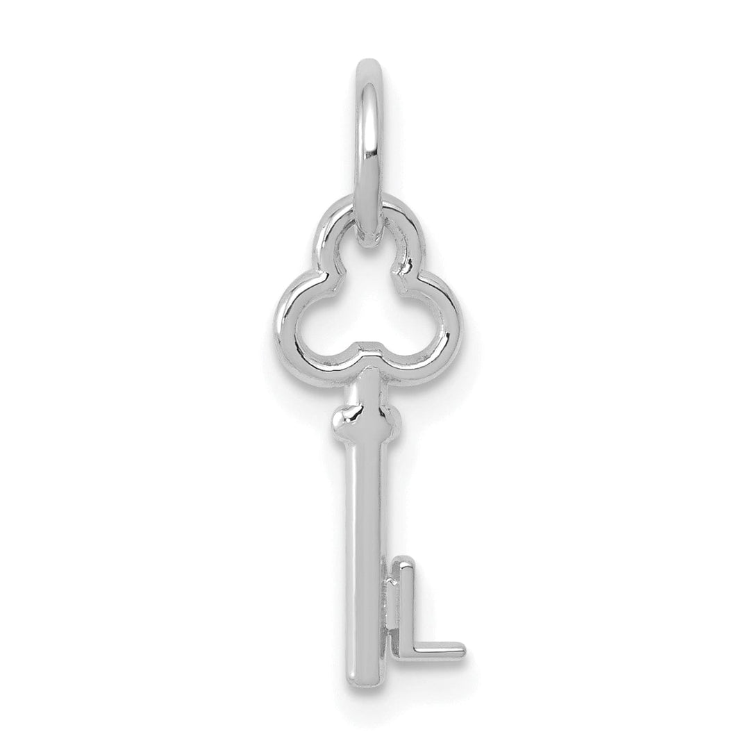 14K White Gold Fancy Key Shape Design Letter L Initial Charm Pendant