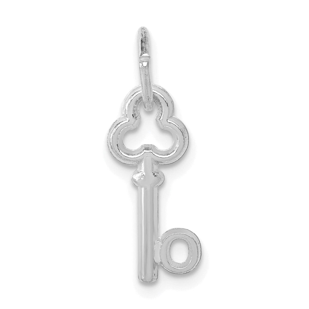 14K White Gold Fancy Key Shape Design Letter O Initial Charm Pendant