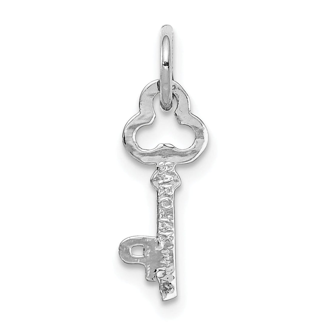 14K White Gold Fancy Key Shape Design Letter P Initial Charm Pendant