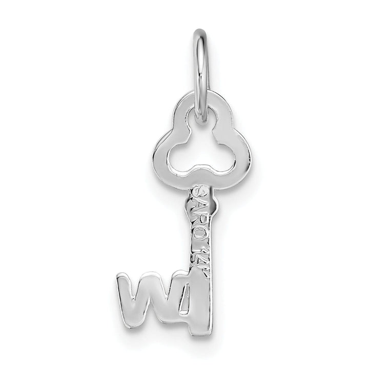 14K White Gold Fancy Key Shape Design Letter W Initial Charm Pendant