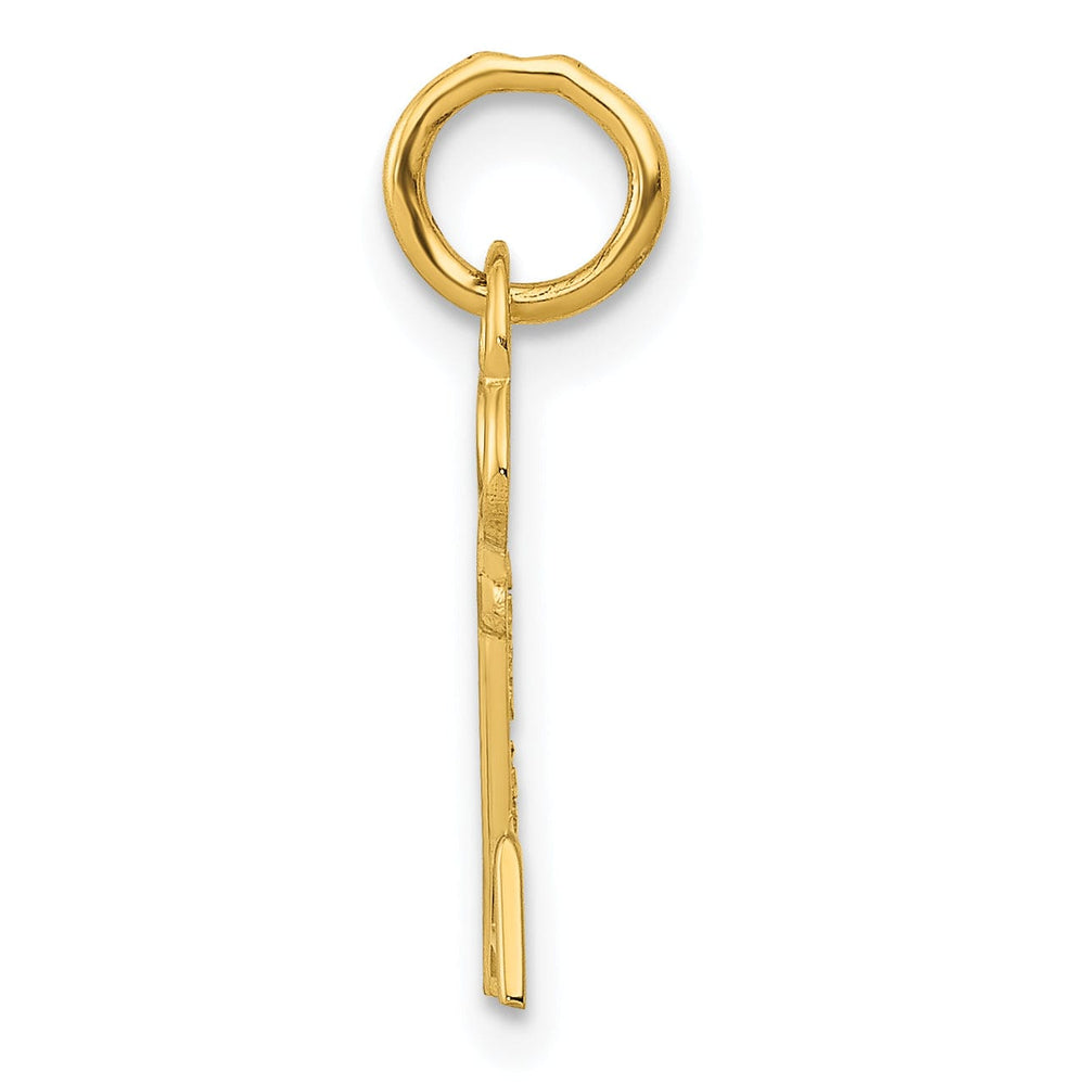 14K Yellow Gold Fancy Key Shape Design Letter A Initial Charm Pendant