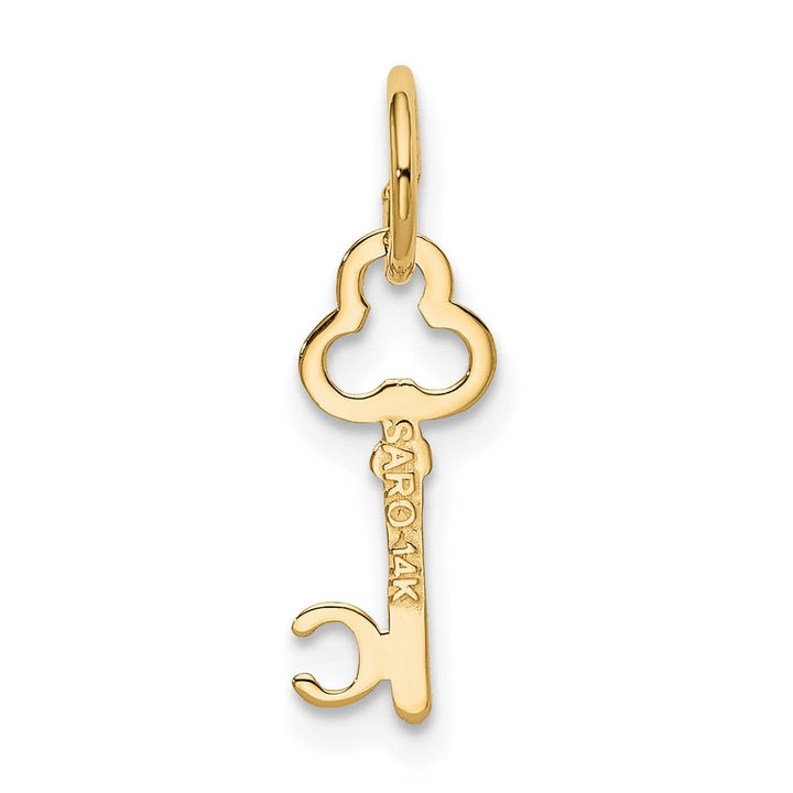 14K Yellow Gold Fancy Key Shape Design Letter C Initial Charm Pendant