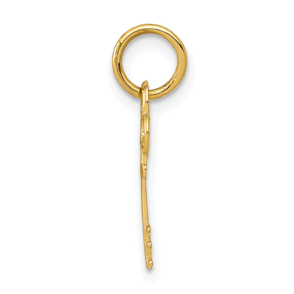 14K Yellow Gold Fancy Key Shape Design Letter E Initial Charm Pendant