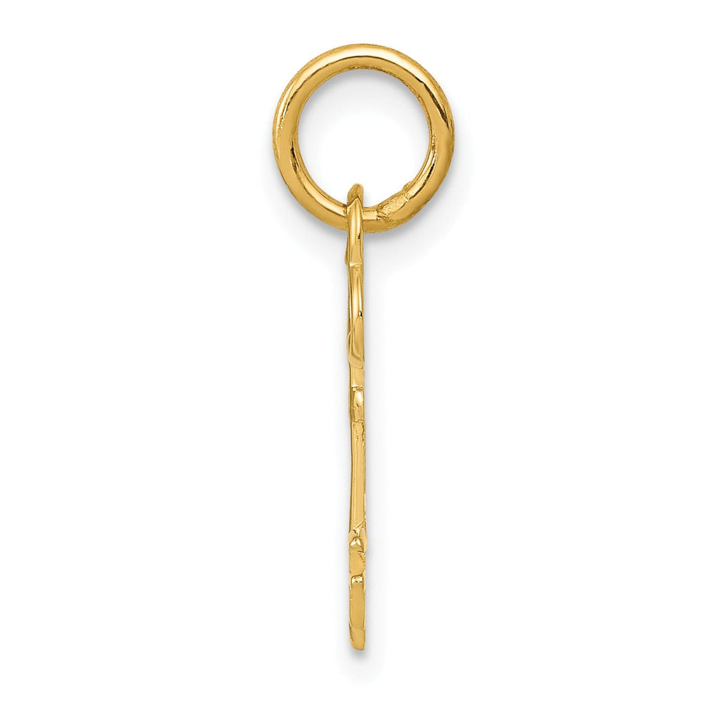14K Yellow Gold Fancy Key Shape Design Letter F Initial Charm Pendant