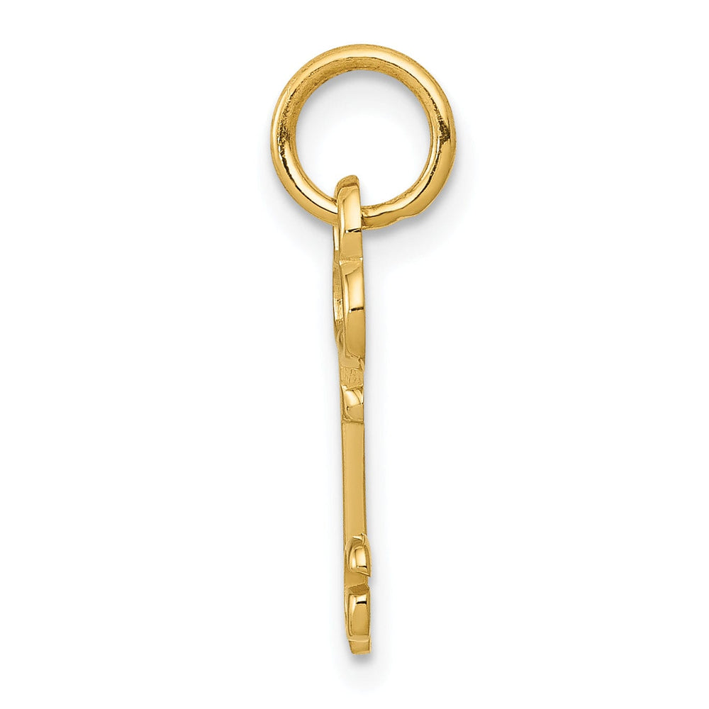 14K Yellow Gold Fancy Key Shape Design Letter G Initial Charm Pendant