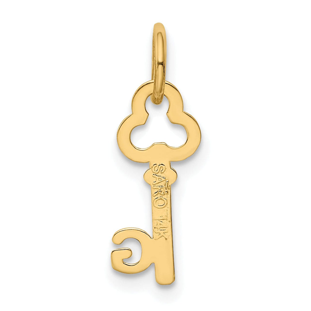 14K Yellow Gold Fancy Key Shape Design Letter G Initial Charm Pendant