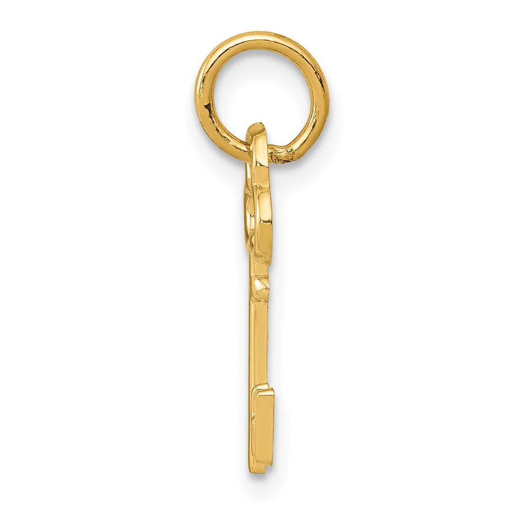 14K Yellow Gold Fancy Key Shape Design Letter H Initial Charm Pendant