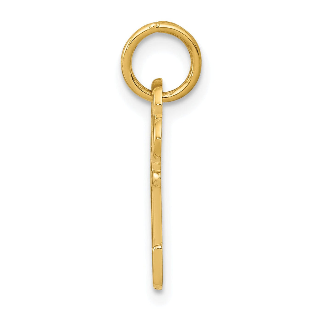 14K Yellow Gold Fancy Key Shape Design Letter J Initial Charm Pendant