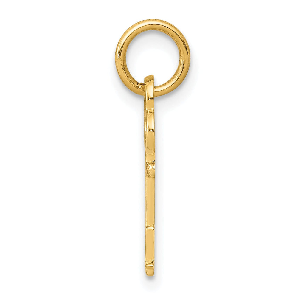 14K Yellow Gold Fancy Key Shape Design Letter L Initial Charm Pendant