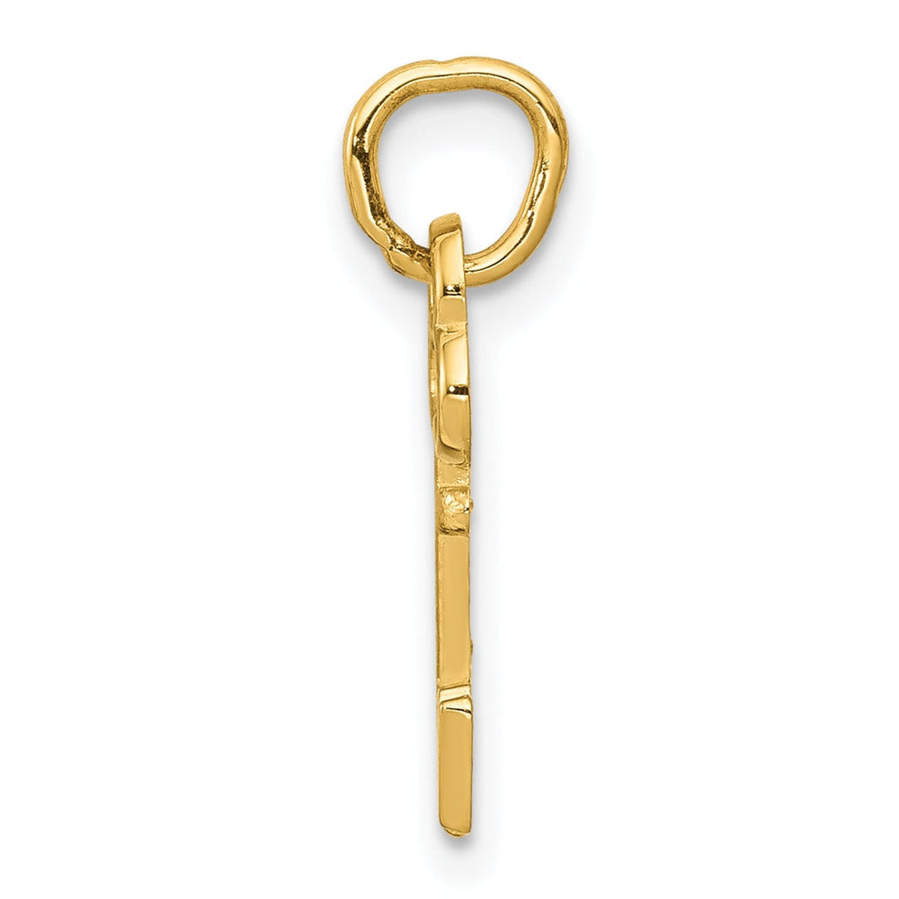 14K Yellow Gold Fancy Key Shape Design Letter N Initial Charm Pendant