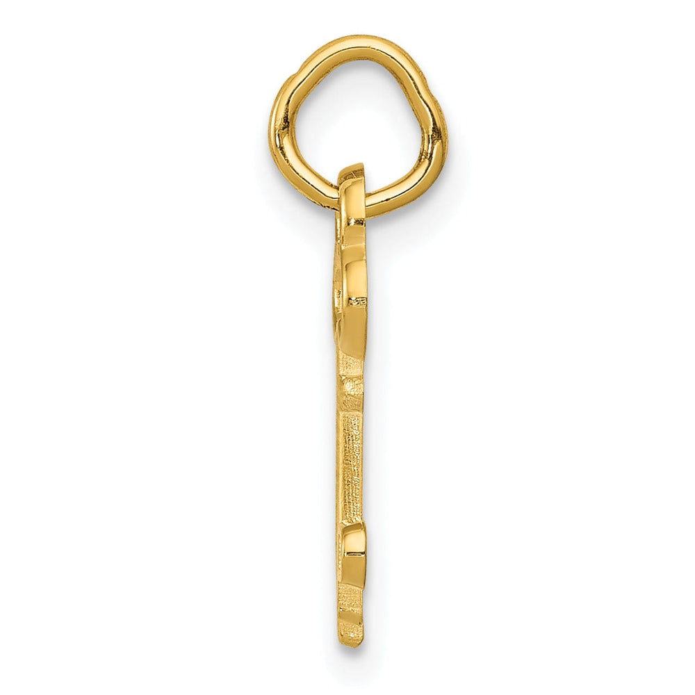 14K Yellow Gold Fancy Key Shape Design Letter P Initial Charm Pendant
