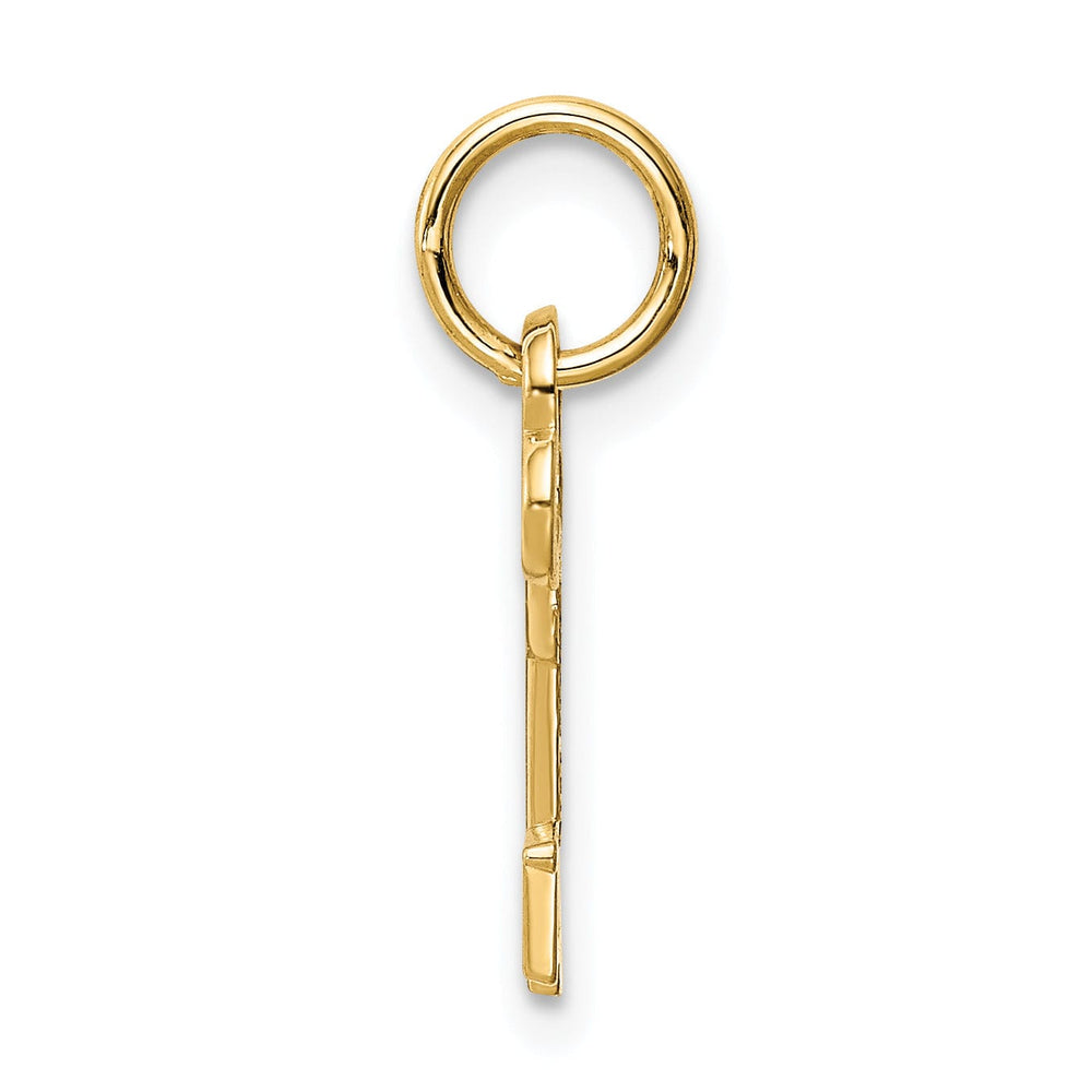 14K Yellow Gold Fancy Key Shape Design Letter T Initial Charm Pendant