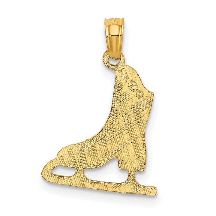 14k Yellow Gold Polished Figure Skate Pendant