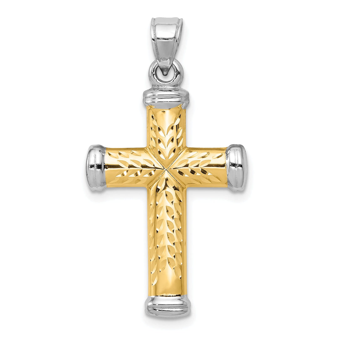 14k Yellow Gold Rhodium Reversible Cross