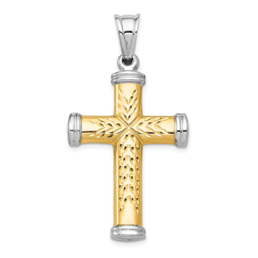 14k Yellow Gold Rhodium Reversible Cross