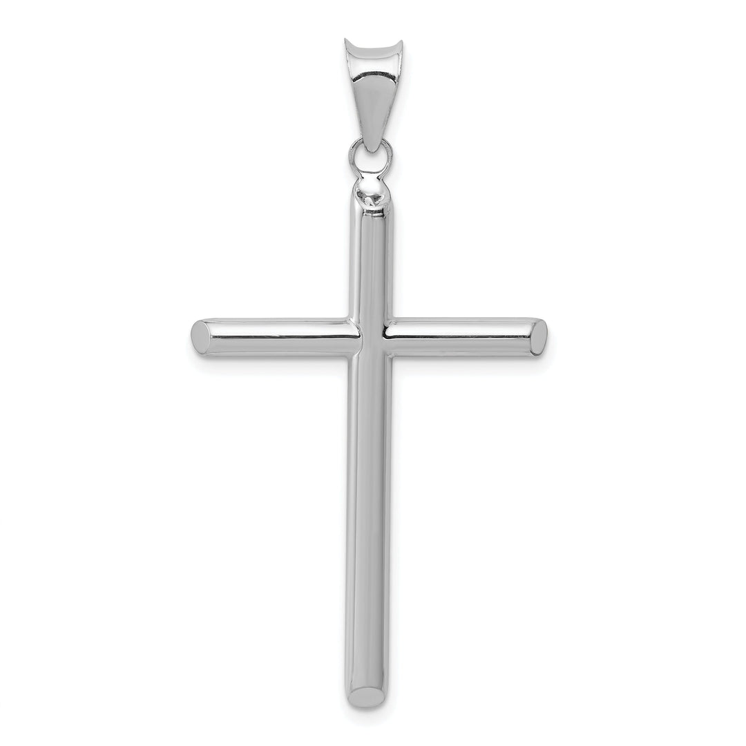 14k White Gold Hollow Cross Pendant