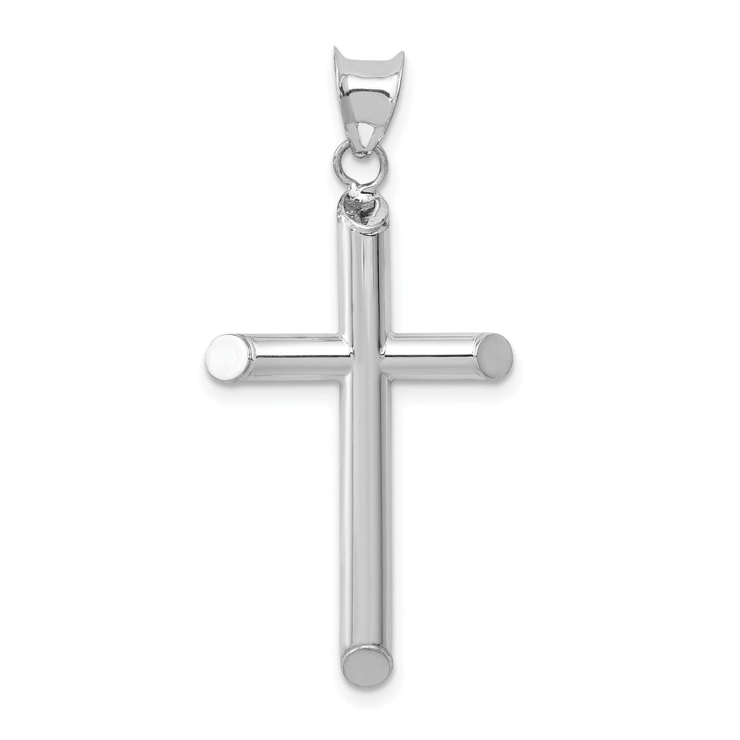 14k White Gold Hollow Cross Pendant