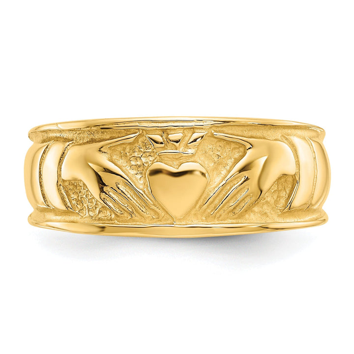 14kt polished yellow gold ladies claddagh ring