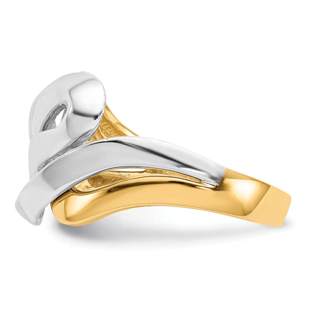 14kt yellow rhodium gold swirl design ring