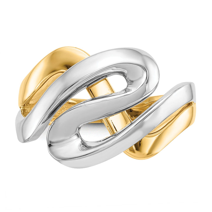 14kt yellow rhodium gold swirl design ring