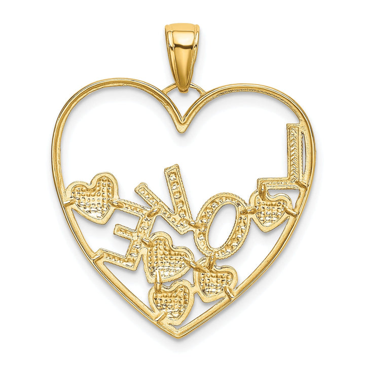 14K Two Tone Gold Love Floating Hearts Pendant