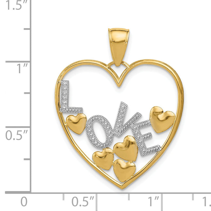14K Two Tone Gold Love Floating Hearts Pendant