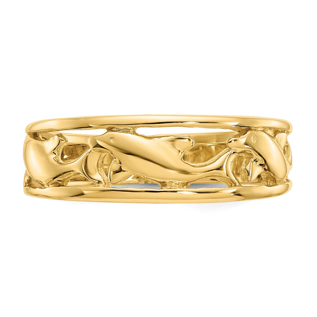 14k Triple Dolphin Band Ring