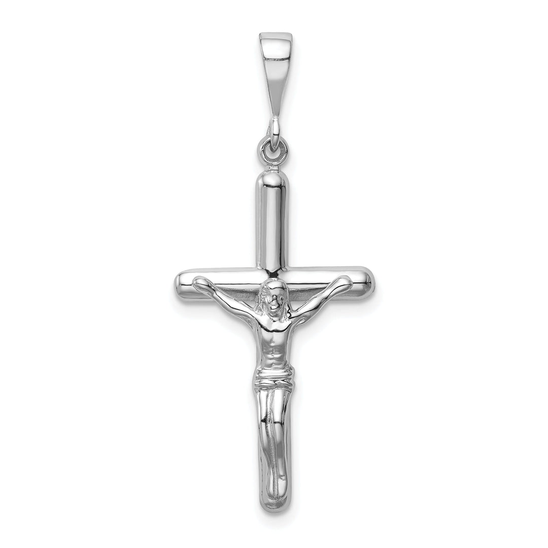 14k White Gold INRI Crucifix Cross Pendant