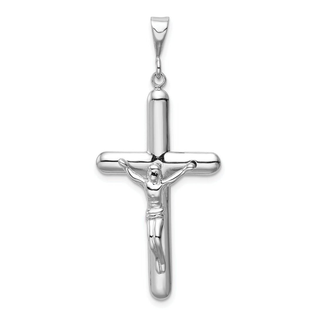14k White Gold INRI Crucifix Cross Pendant