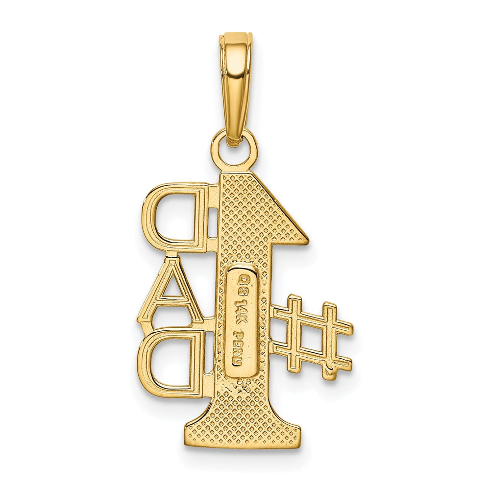 14k Yellow Gold Solid Textured Finish Vertical Script Design #1 DAD Charm Pendant
