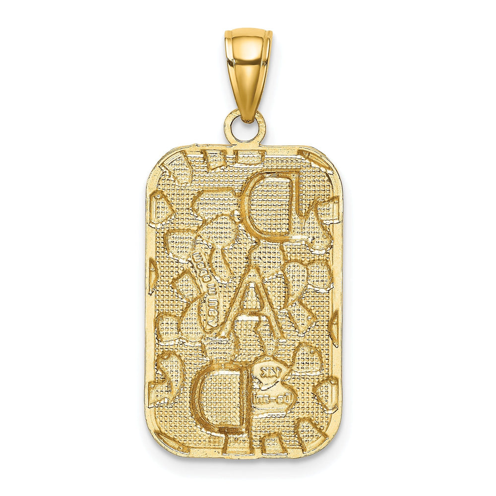 14K Yellow Gold Polished Textured Finish Solid Gold Nugget DAD Dog Tag Pendant
