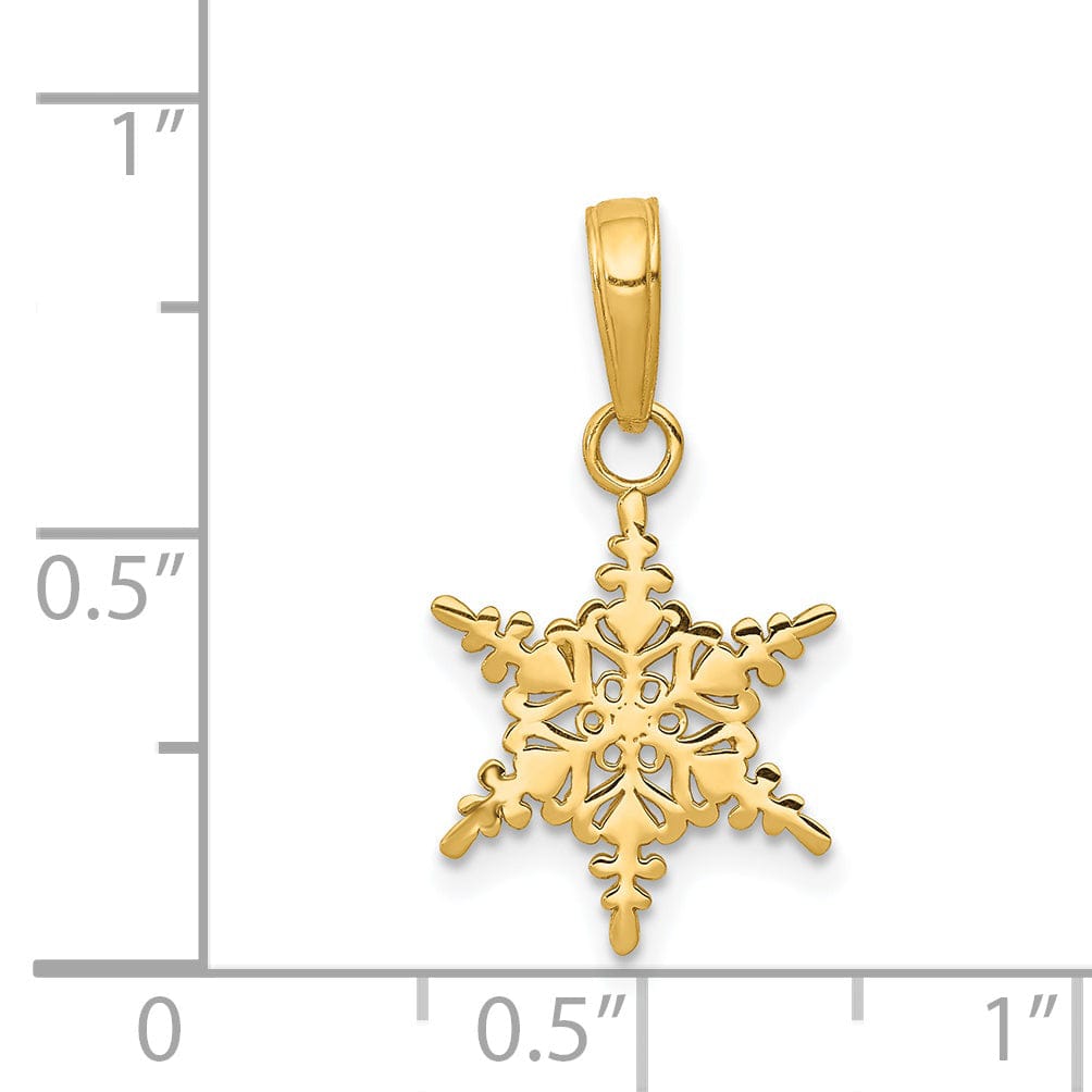 14k Yellow Gold Small Snowflake Charm Pendant