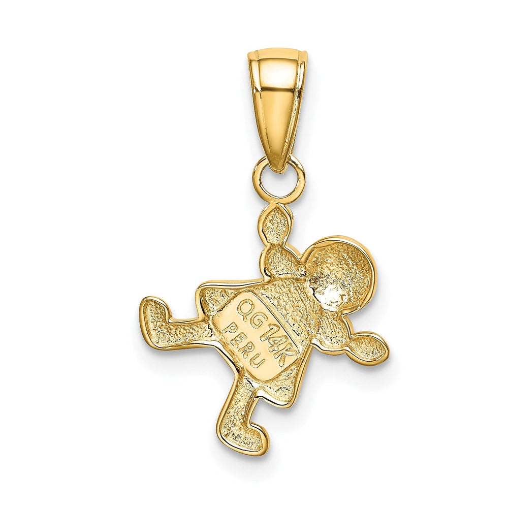 Solid 14 Yellow Gold Little Girl Charm Pendant