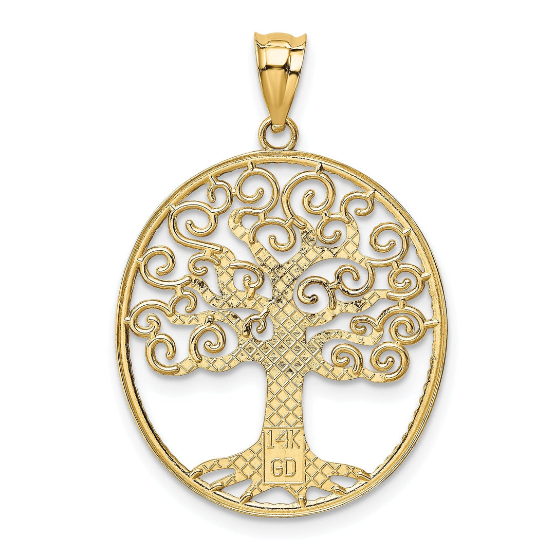 14k Two-tone Gold Filigree Tree of Life Pendant