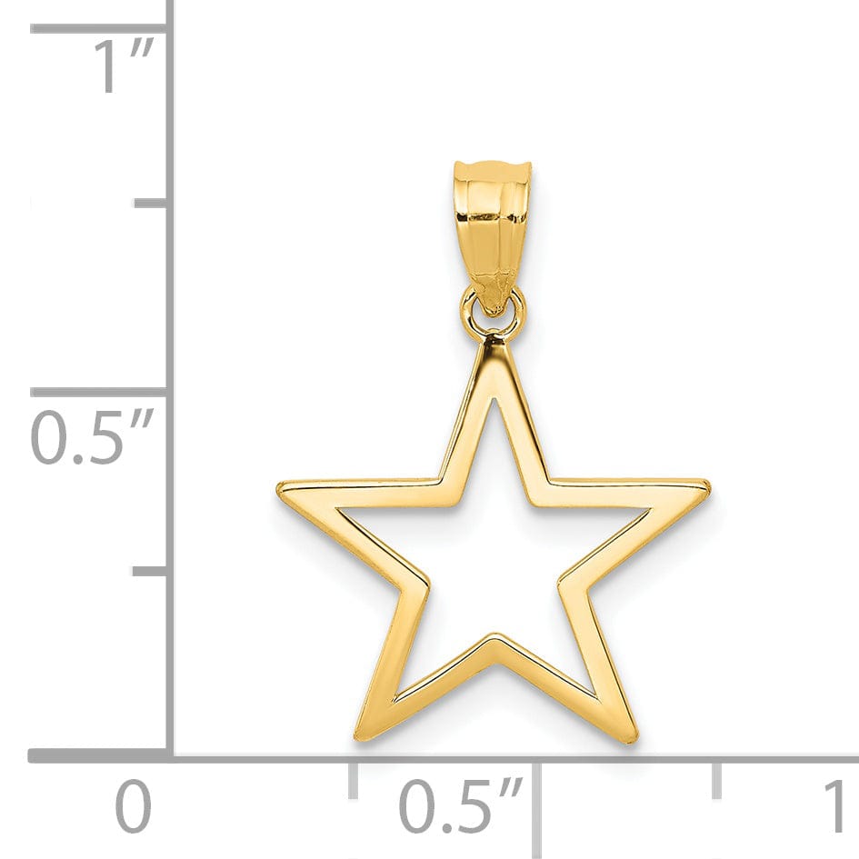 14k Yellow Gold Solid Textured Polished Finish Star Design Charm Pendant