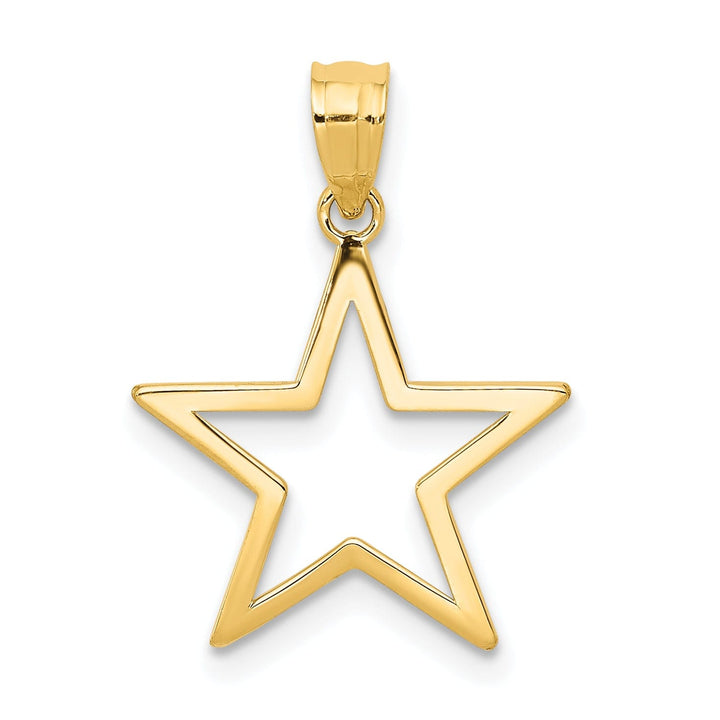14k Yellow Gold Solid Textured Polished Finish Star Design Charm Pendant