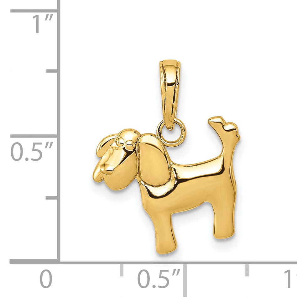14k Yellow Gold Polished Finish Solid Dog Charm Pendant