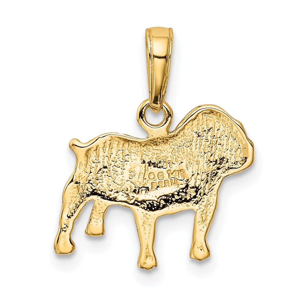 14k Yellow Gold Open Back Solid Textured Polished Finish Bull Dog Charm Pendant