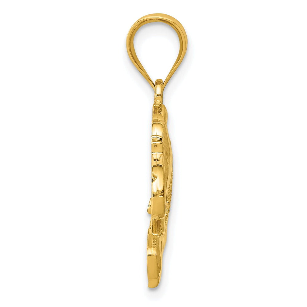 14k Yellow Gold Solid Polished Finish Filigree Elephant Charm Pendant