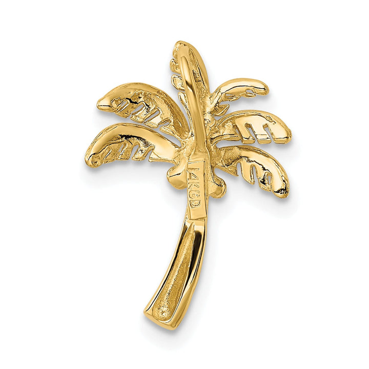 14k Yellow Gold Solid Polished Finish Open Back Palm Tree Slide Pendant Will Not Fit Omega