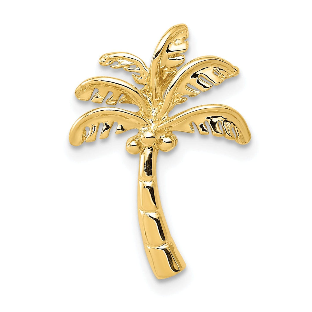 14k Yellow Gold Solid Polished Finish Open Back Palm Tree Slide Pendant Will Not Fit Omega
