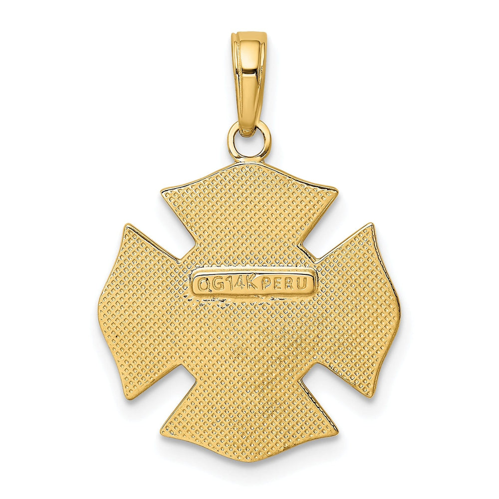 14k Yellow Gold Fire Department Badge Pendant