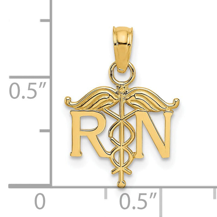 14k Yellow Gold Registered Nurse Charm Pendant
