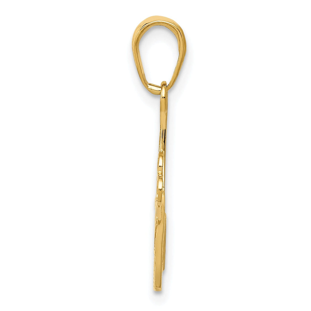 14k Yellow Gold Solid Comb and Scissors Charm